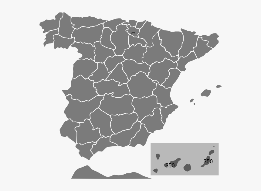 Albi Map Of Spain Svg Clip Arts - Gray Map Of Spain, HD Png Download, Free Download