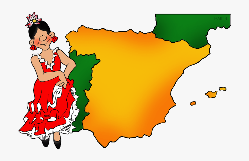 Spain Map - Spanish Dancer Clipart Png, Transparent Png, Free Download