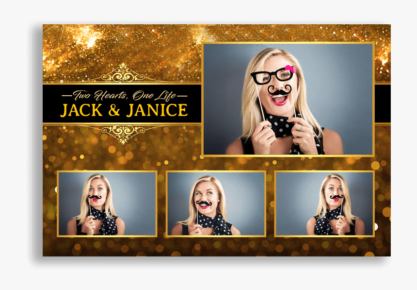 Black & Gold Sparkle Postcard - Gold Photo Booth Template, HD Png Download, Free Download