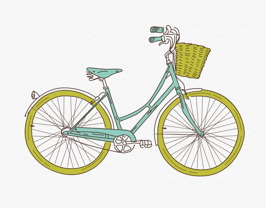 Bicycle Gallery For Girl Riding A Bike Clipart - Bike With Basket Clip Art, HD Png Download, Free Download