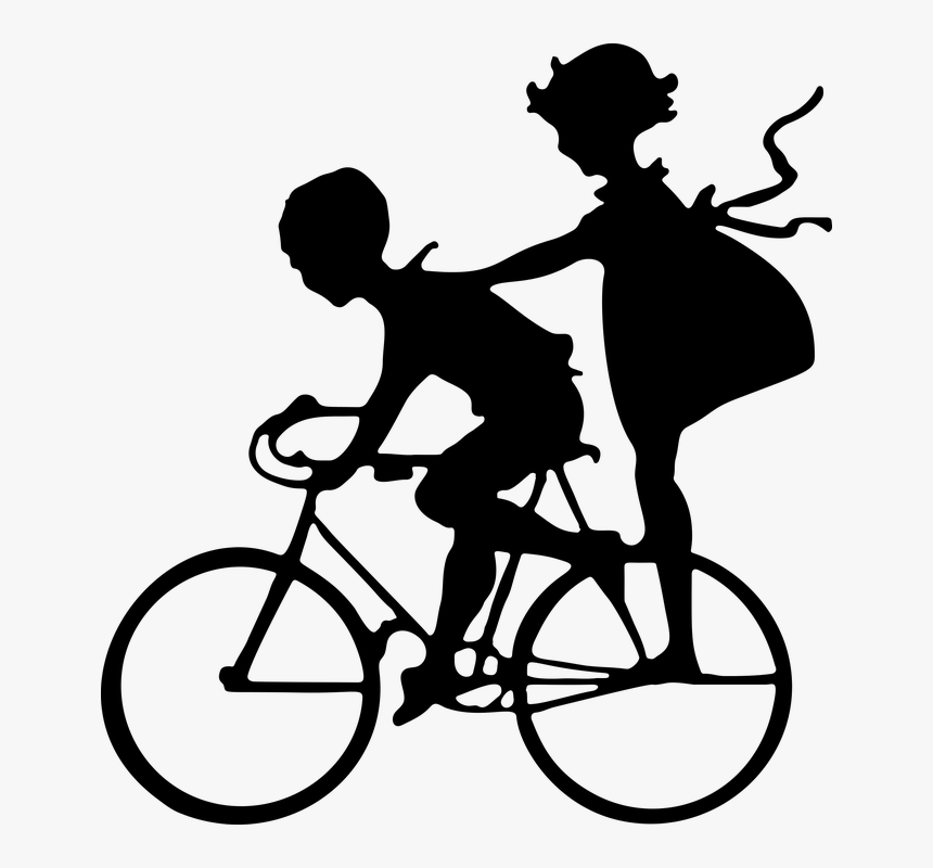 Bicycle, Bike, Boy, Brother, Children, Female, Girl - Silhouette Brother And Sister Clipart, HD Png Download, Free Download