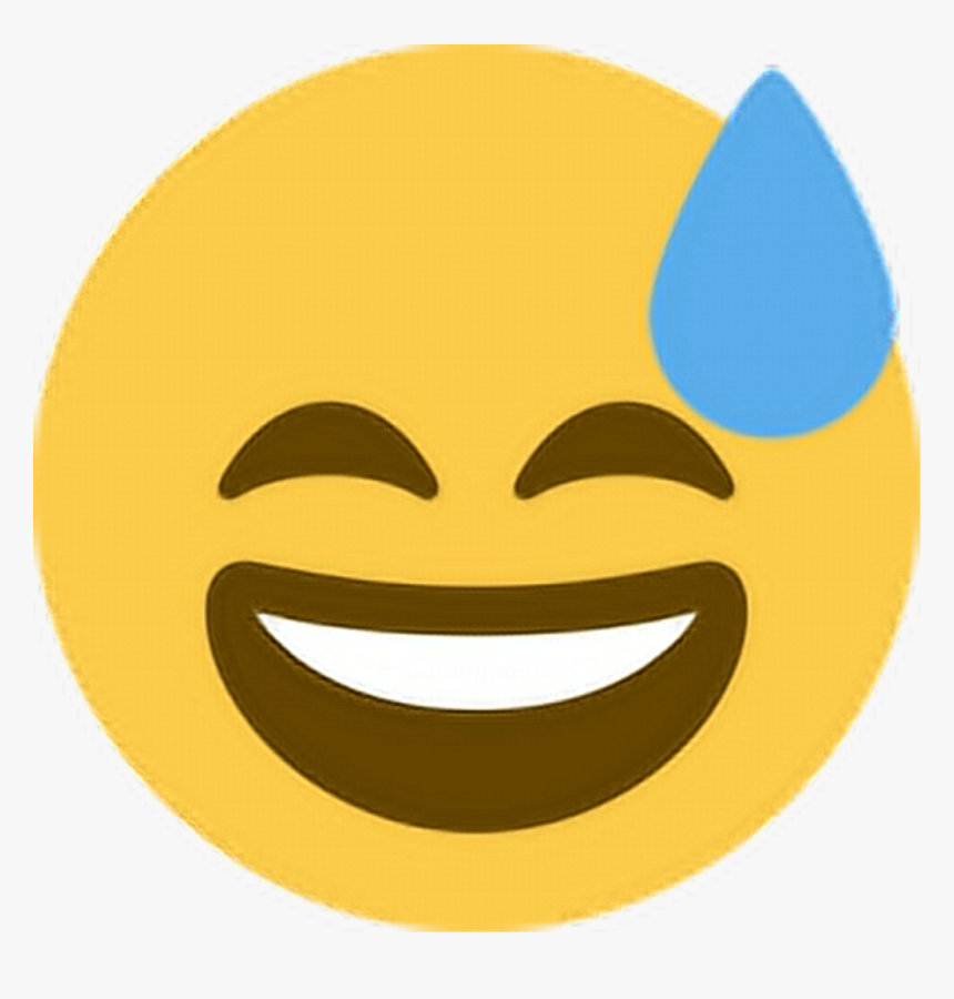 Sweat Emoji Png - Smiling With Sweat Emoji, Transparent Png, Free Download