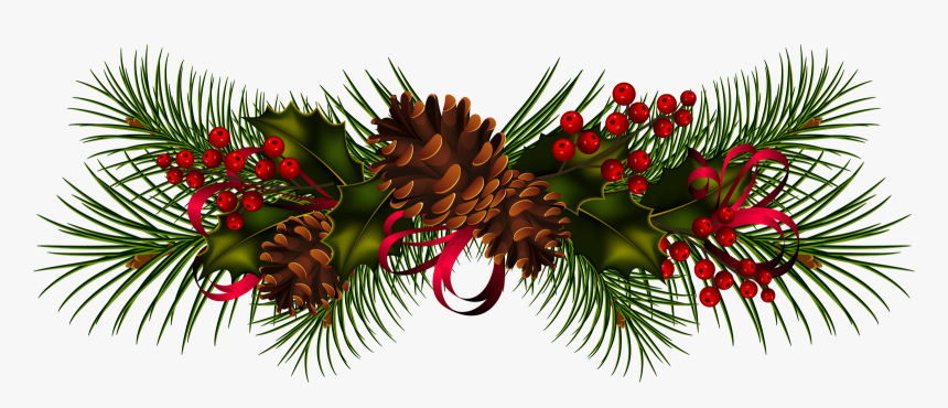 Garland Christmas Wreath Clip Art - Christmas Pine Cones Clipart, HD Png Download, Free Download