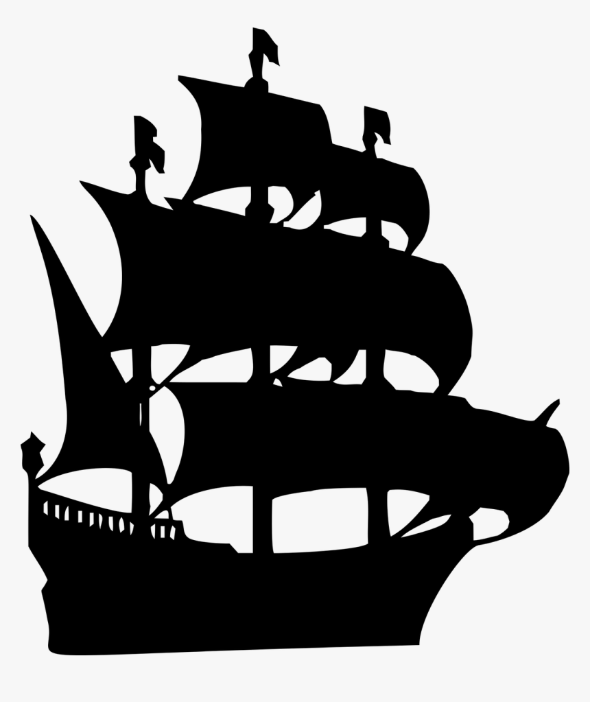 Ship Galleon Boat Clip Art - Pirate Ship Silhouette, HD Png Download, Free Download