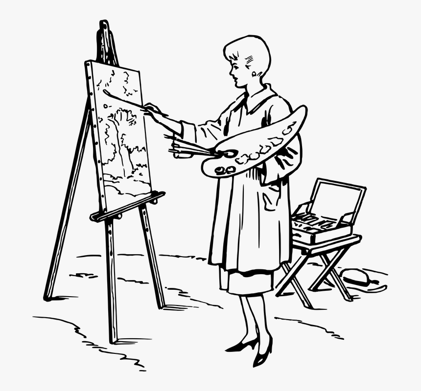 Transparent Easel Png - Artist Clipart Black And White, Png Download, Free Download