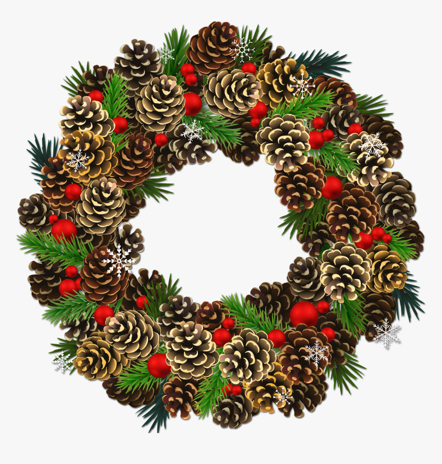 Christmas Pine Cone Wreath, HD Png Download, Free Download