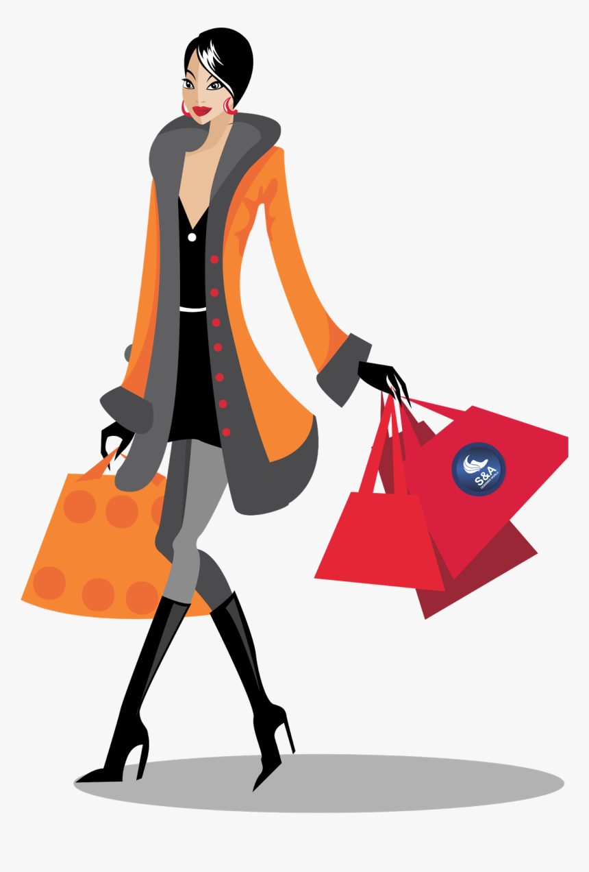 Fashion Girl Png Free Download - Woman Shopping Vector Png, Transparent Png, Free Download
