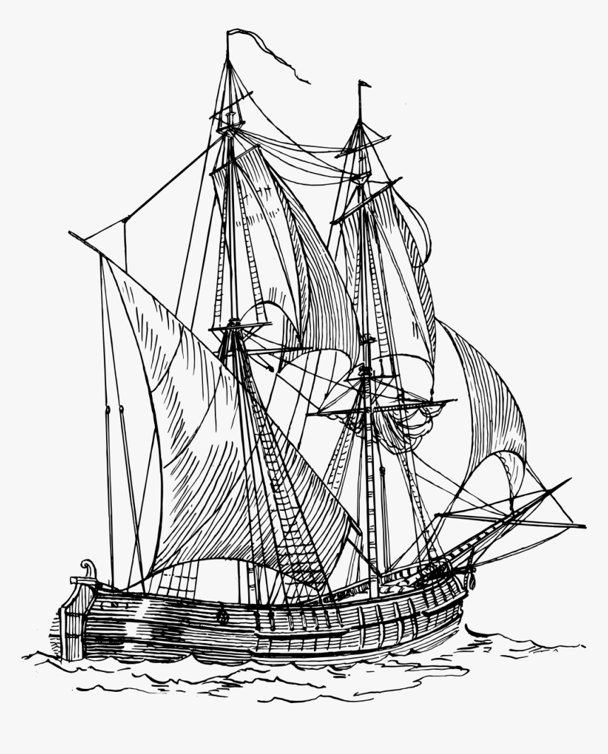 Transparent Sunken Ship Clipart - Ship Line Drawing, HD Png Download, Free Download