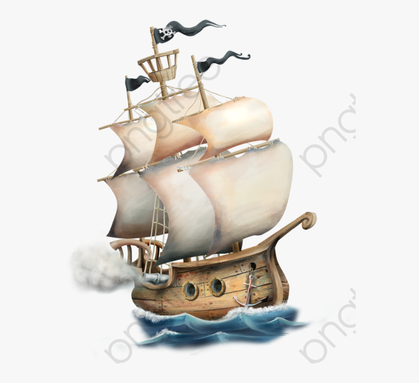 Pirate Ship Clipart - Pirate Ship Drawing Cartoon, HD Png Download, Free Download