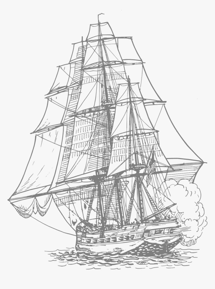Pirate Ship Clipart Black And White, HD Png Download - kindpng