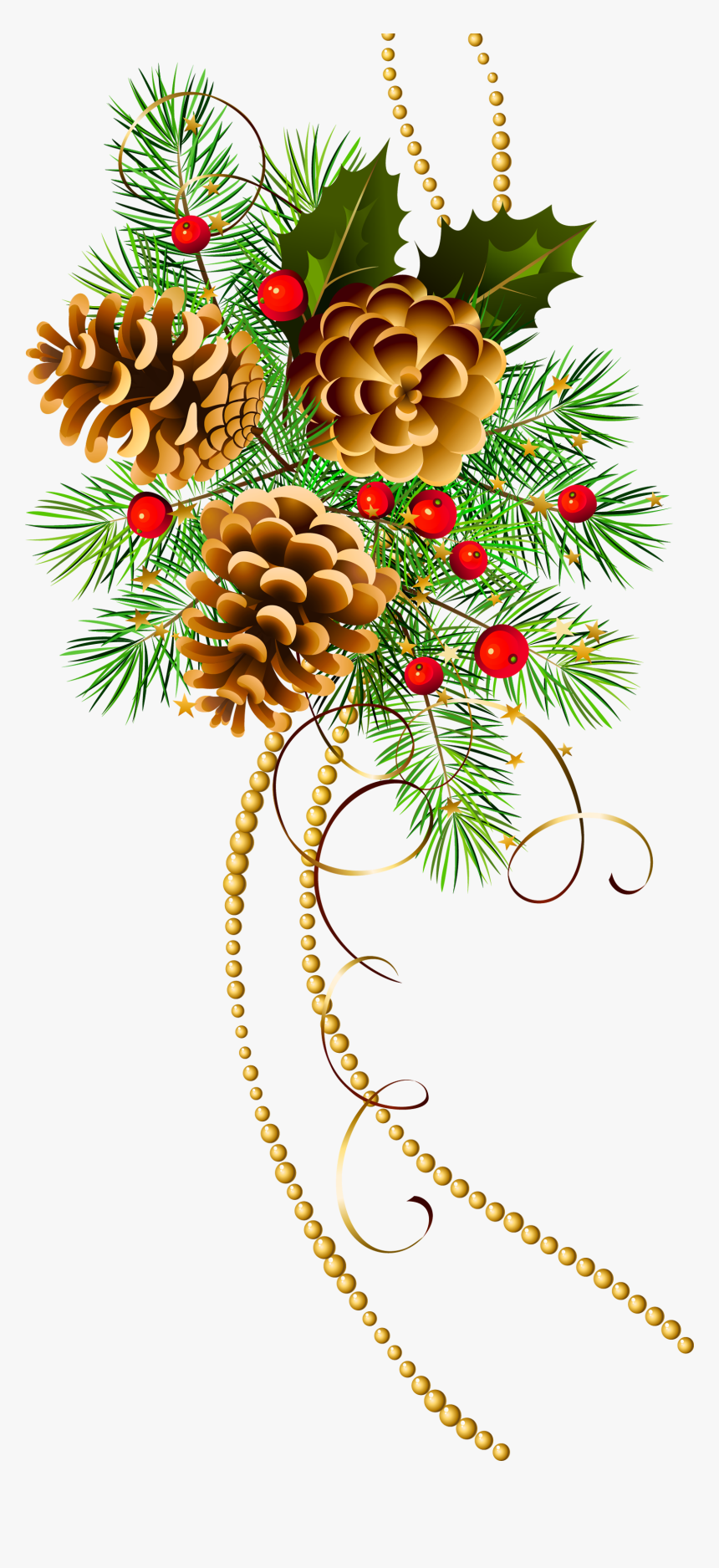 Three Christmas Cones With - Christmas Pine Cone Clipart, HD Png Download, Free Download