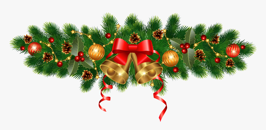 Christmas Tree Clipart Guirlande - Christmas Decor With Garland, HD Png  Download - kindpng