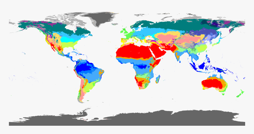 Köppen-geiger Climate Classification Map No Borders - Flat Earth Map Black And White, HD Png Download, Free Download