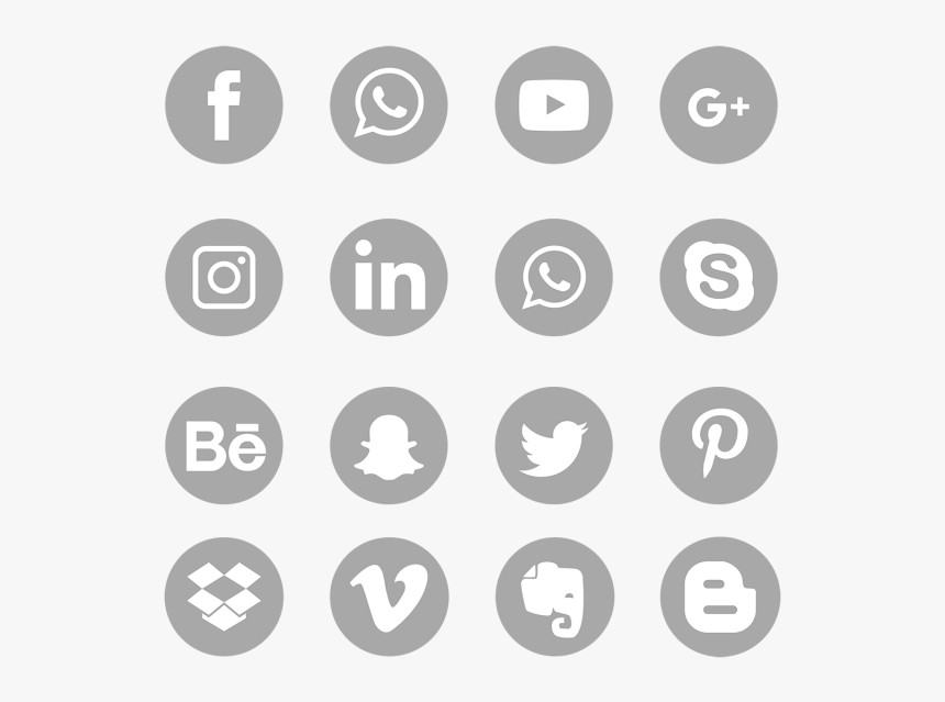 Social Media Icons Png Gray - Vector Social Media Icons Png, Transparent Png, Free Download