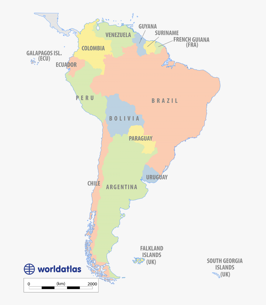 Political Map Of South America - Latin America Physical Map, HD Png Download, Free Download