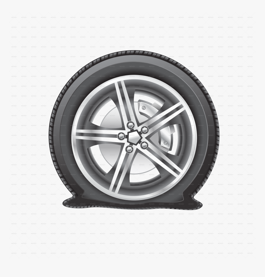 Flat Tyre Png Transparent Flat Tyre Images - Flat Tire Clipart Black And White, Png Download, Free Download