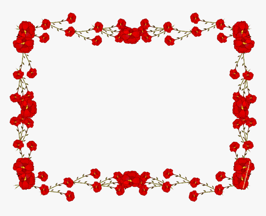 Red Wedding Border Png - Red Flower Borders And Frames, Transparent Png, Free Download