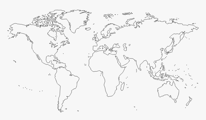 World Map Outline Black And White Printable Hd Png Download Kindpng