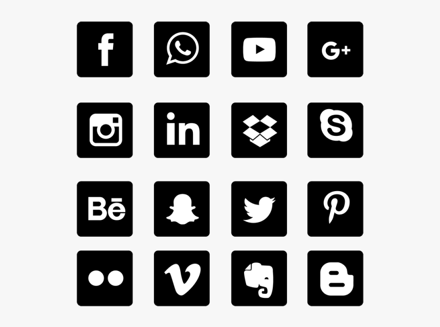 Social Media Icons Set Network Background - Vector Social Media Icons Png, Transparent Png, Free Download