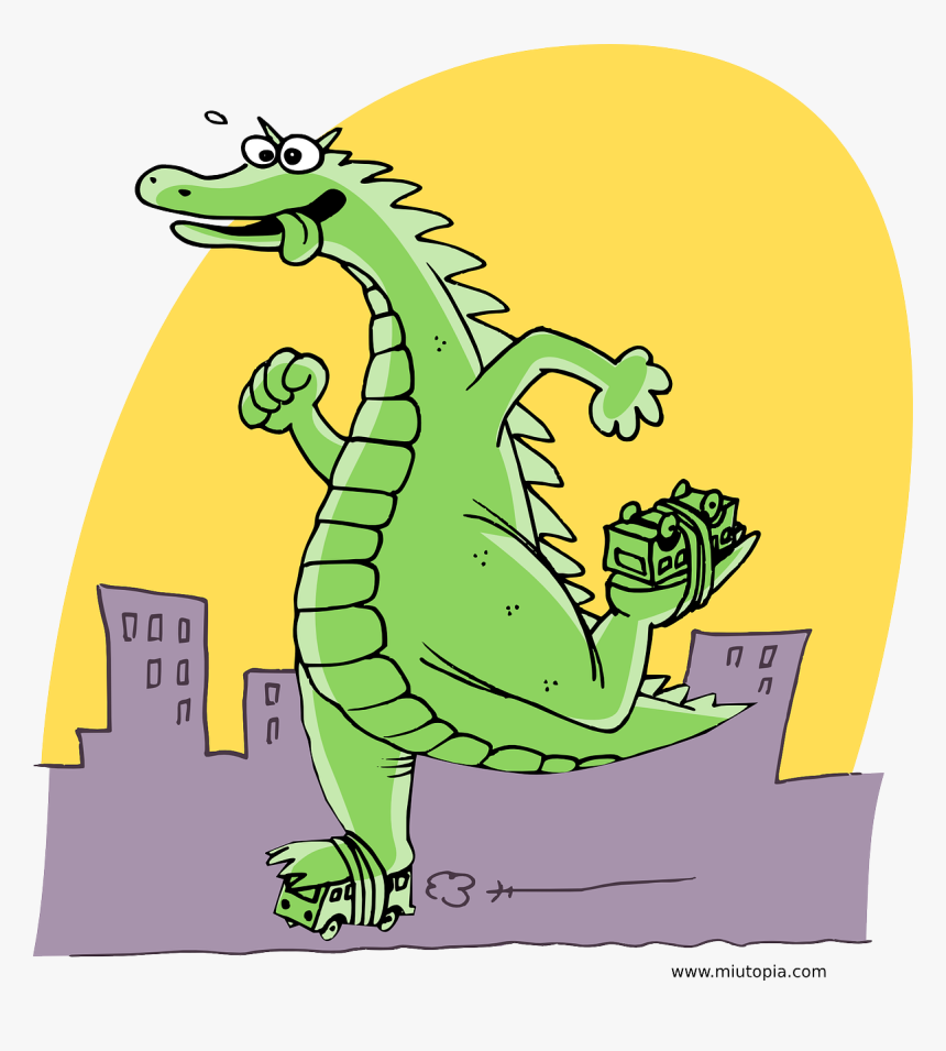 Running Godzilla Cartoon, HD Png Download, Free Download