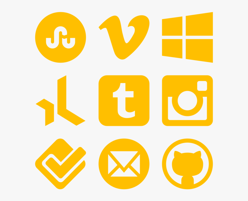 Social Media Icon In Style Simple Yellow - Transparent Yellow Social Media Icons, HD Png Download, Free Download
