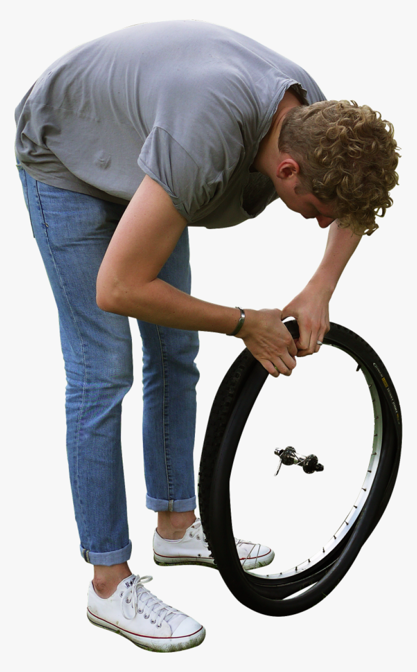 Changing Tyre Png Image - People Changing A Bike Tire, Transparent Png, Free Download