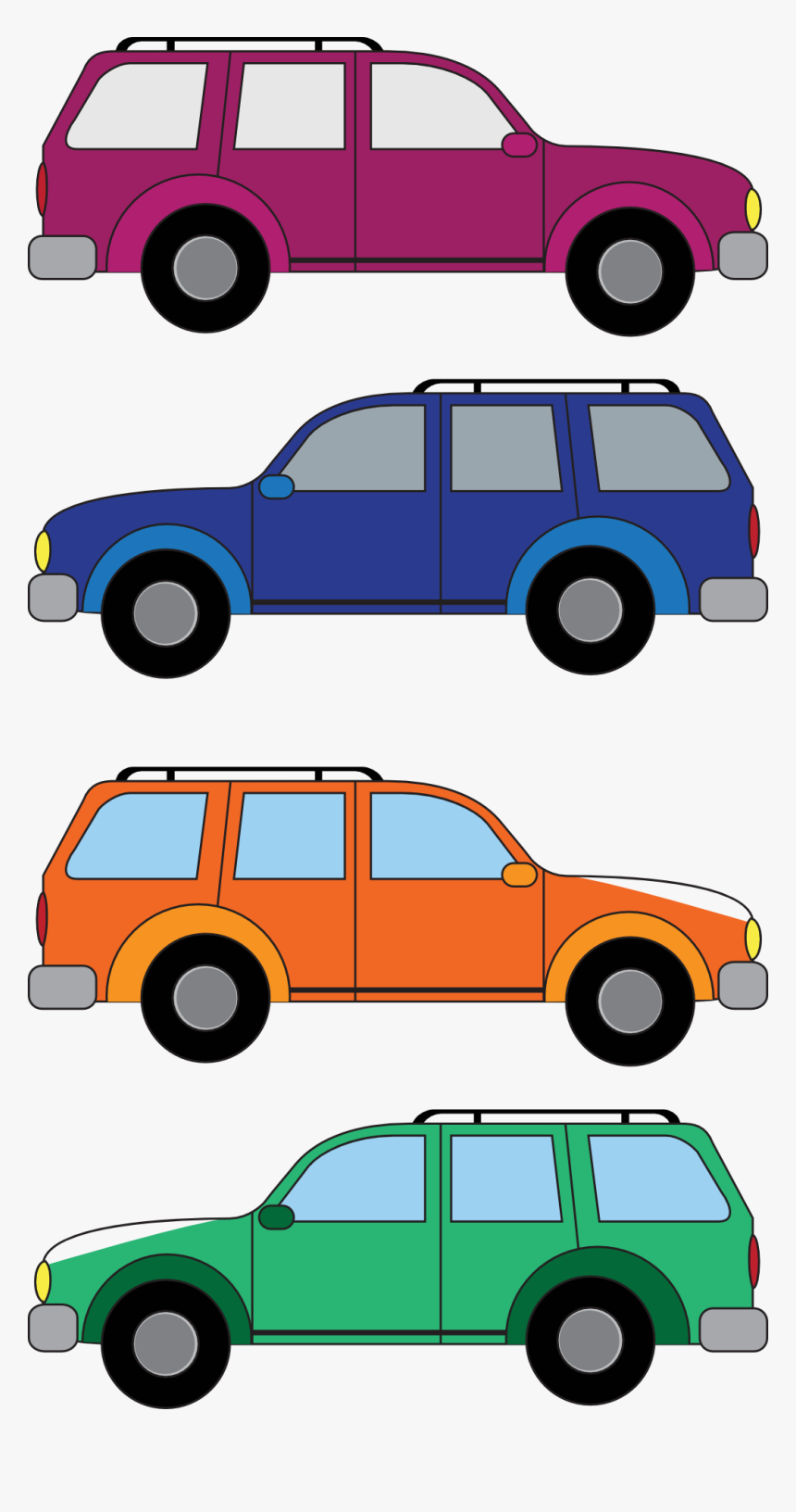 Sport Utility Vehicle Car Suburban Van Colorful - 2 Cars Clipart, HD Png Download, Free Download