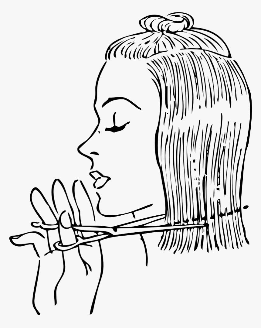 Cutting Women"s Hair - Cutting Hair Black And White, HD Png Download, Free Download
