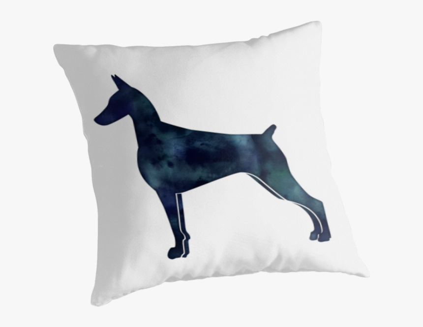 Doberman Pinscher Black Watercolor Silhouette By Tripoddogdesign - Cushion, HD Png Download, Free Download