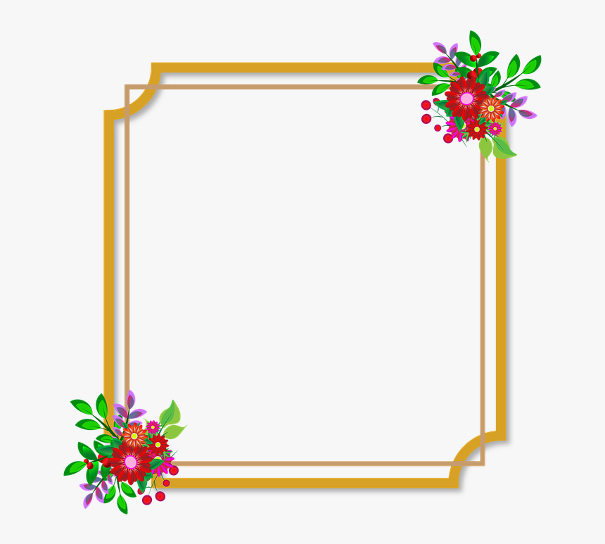 Photo Frame, Flowers, Wedding, Love, Happiness, Style - Flowers Frame Frame Png Border Design, Transparent Png, Free Download