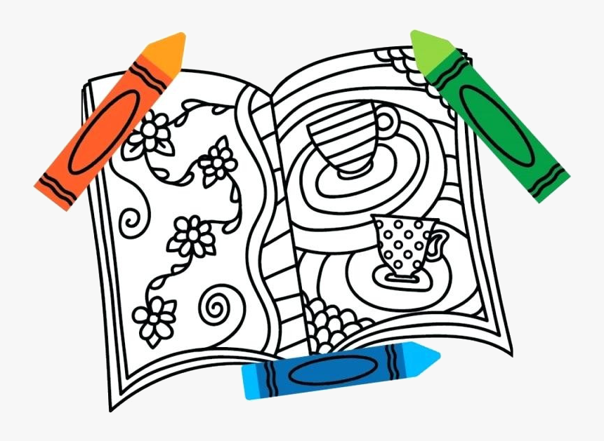 Gray Crayon X Coloring Book Cute Books And Crayons - Clip Art Coloring Book, HD Png Download, Free Download