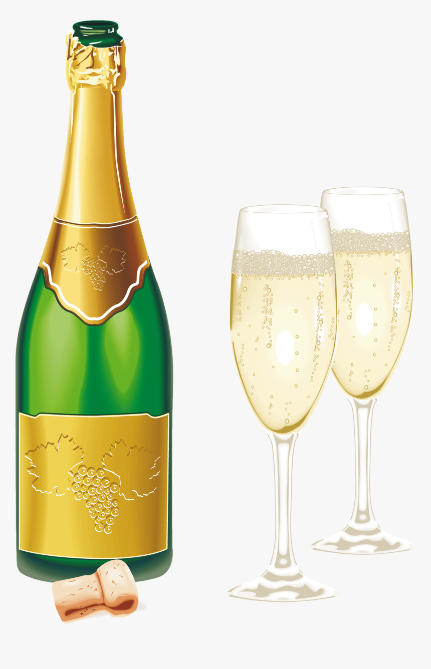 New Year Open Champagne With Glasses Png Picture​ - Champagne Png, Transparent Png, Free Download