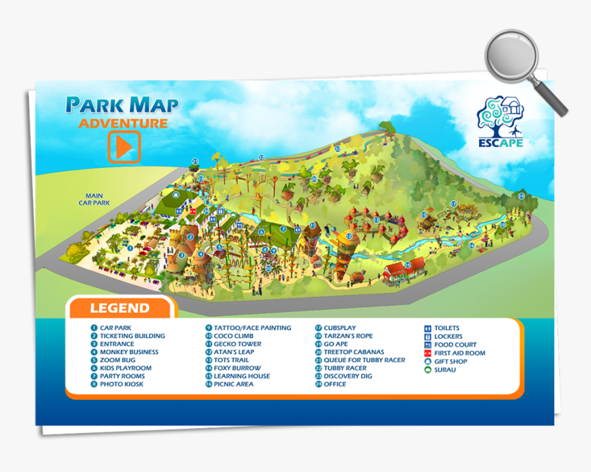 Escape Theme Park Penang Map - Escape Water Park Penang, HD Png Download, Free Download