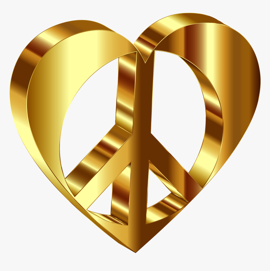 3d Peace Heart Mark Ii Gold Variation 2 Enhanced Contrast, HD Png Download, Free Download