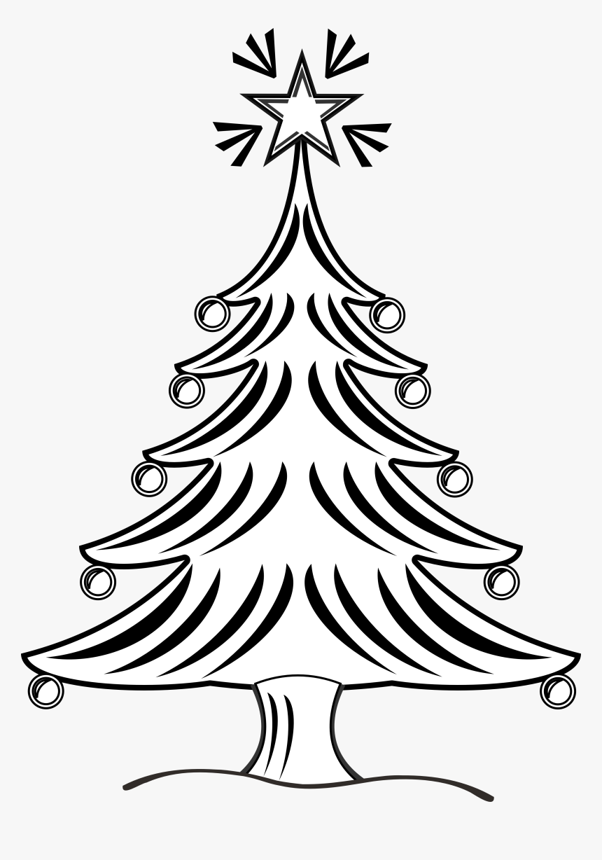 Christmas Tree Hd Clipart Black And White Christmas - Xmas Tree Black And White, HD Png Download, Free Download
