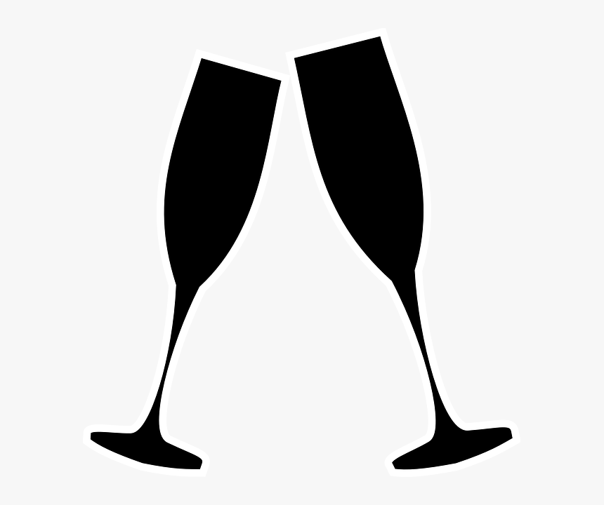 Champagne Glass Blk Png - Champagne Glasses Silhouette, Transparent Png, Free Download