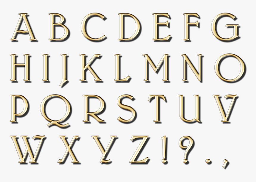 Letters, Gold, Classic, Alphabet, A, B, C, D, E, F, - Transparent Background Gold Letters Png, Png Download, Free Download