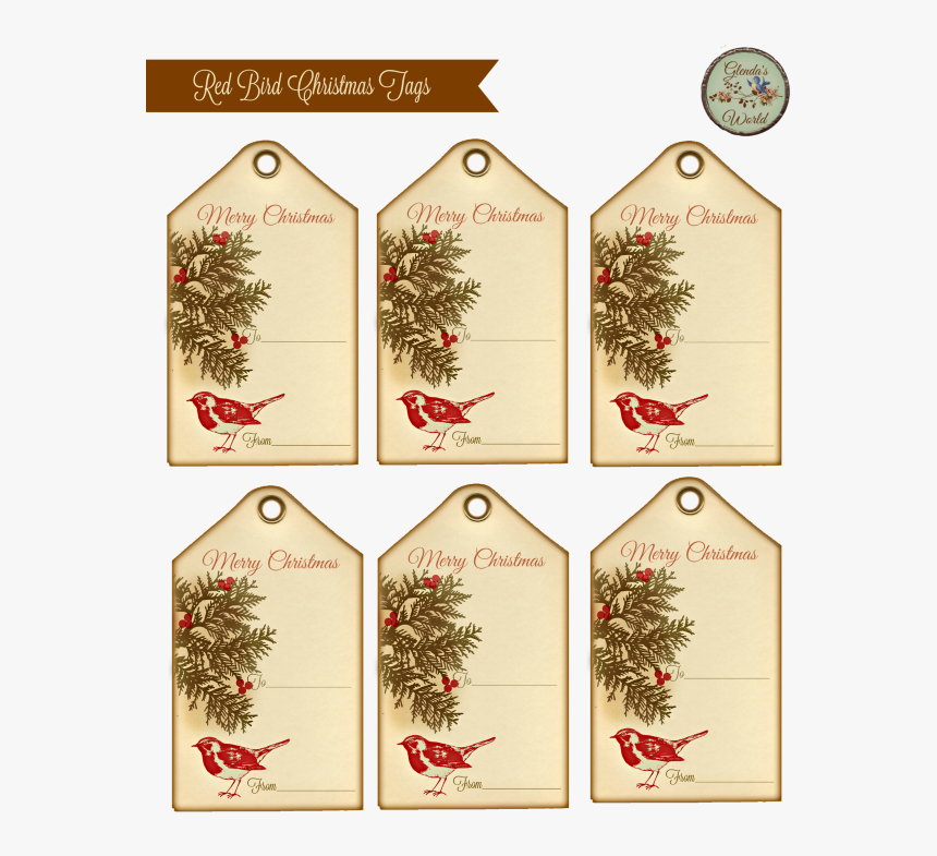 This A Simple Gift Tag I Made Using A Cute Red Bird - Étiquettes Noel Vintage, HD Png Download, Free Download