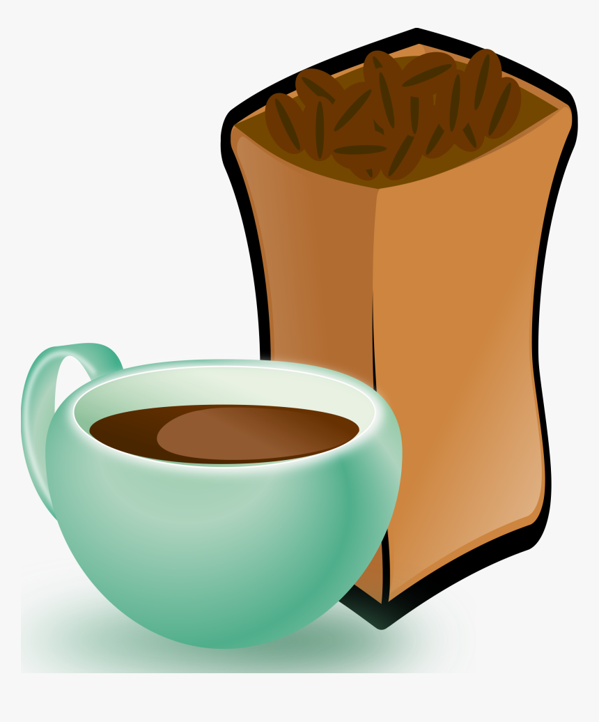Cup Of Coffee With Sack Of Coffee Beans Clip Arts - Coffee Beans Clip Art, HD Png Download, Free Download