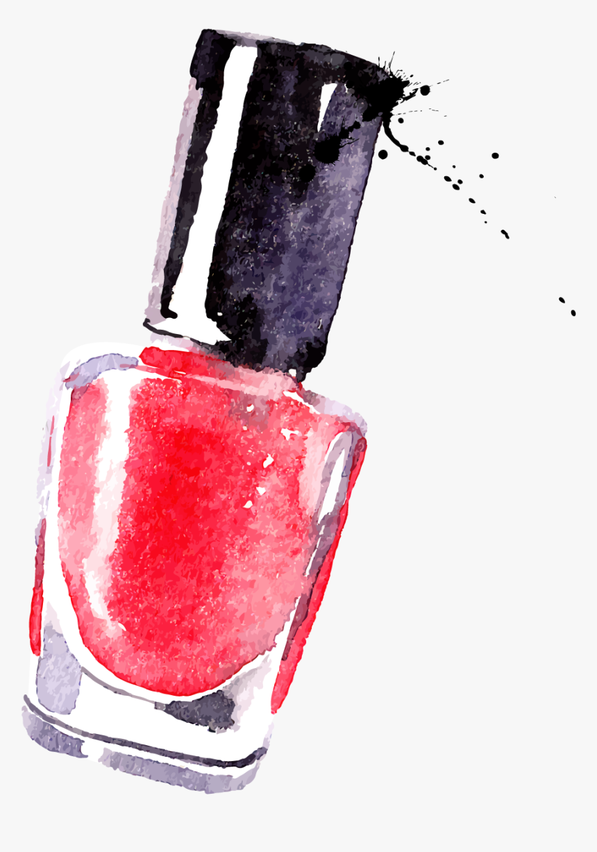 Watercolor Nail Cosmetics Polish Painting Drawing Clipart - Cutics Bottle Drawing Black, HD Png Download, Free Download