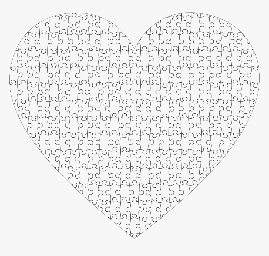 Transparent Chevron Heart Clipart - Love Puzzle Heart Black And White, HD Png Download, Free Download