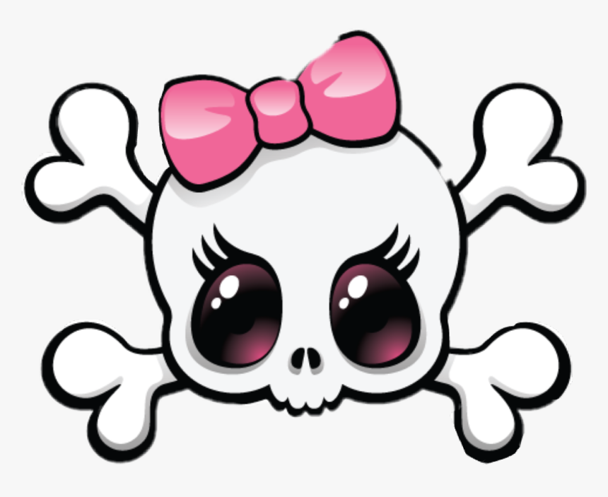 #cute #girly #girl #fun #emoji #skeleton #skull #girlyskull - Cartoon Girly Skull, HD Png Download, Free Download