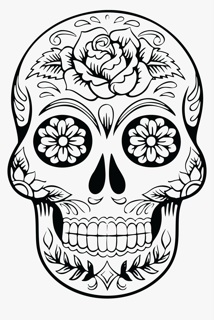 And Bones Silhouette At - Sugar Skull Silhouette Png, Transparent Png, Free Download