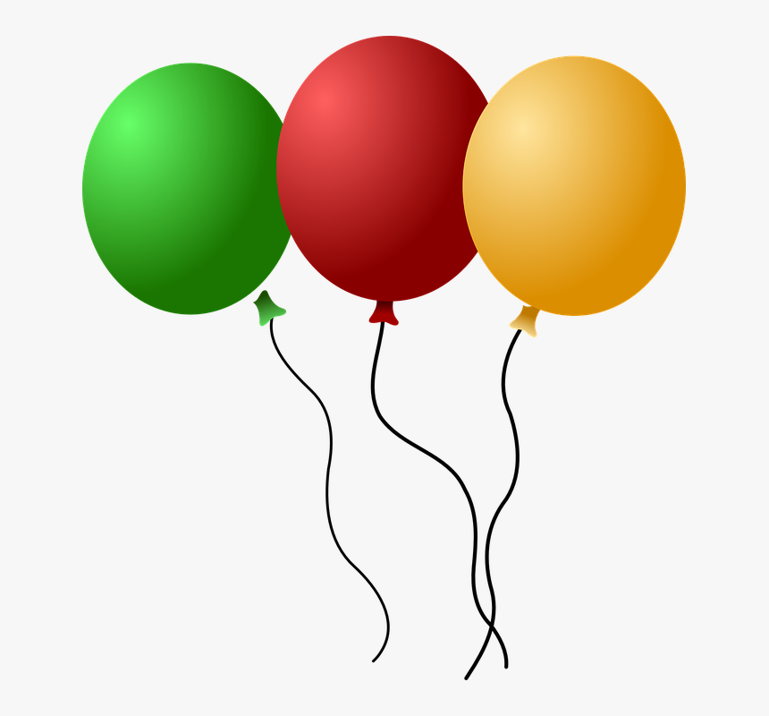 Balloons, Party, Decoration, Three, Green, Red, Yellow, HD Png Download, Free Download