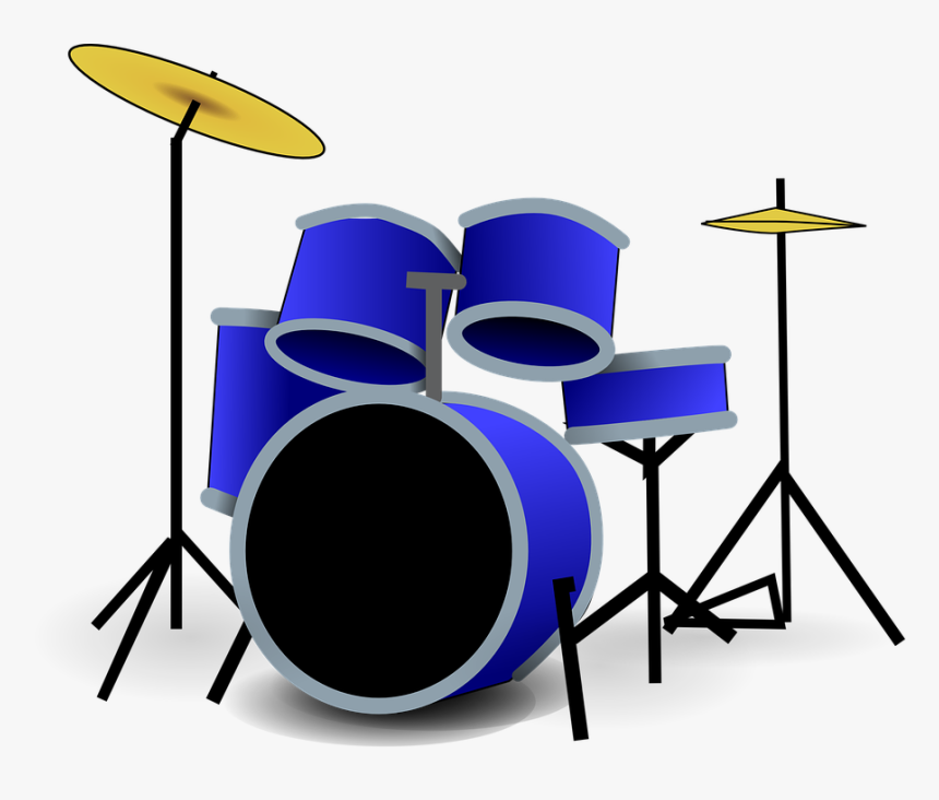 Drums, Music, Cymbal, Brass, Instruments, Blue - Drumkit Clip Art, HD Png Download, Free Download