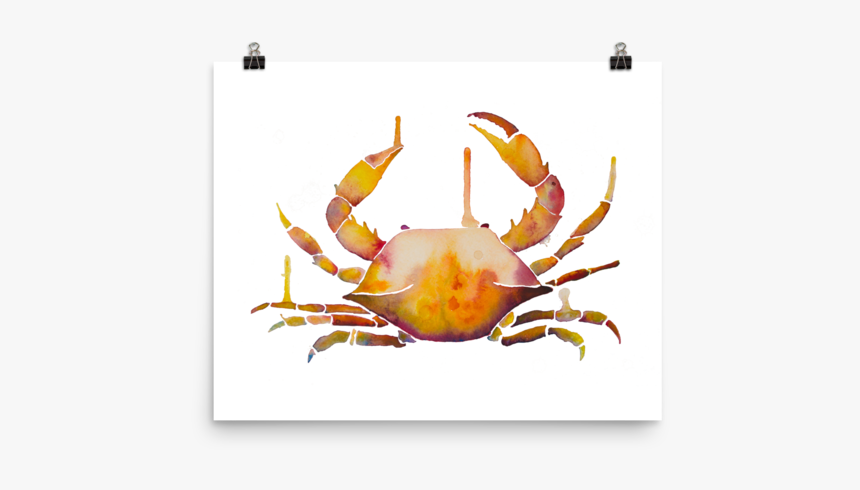 Watercolor Crab Print Will Decrease Crabbiness Selkie - Freshwater Crab, HD Png Download, Free Download