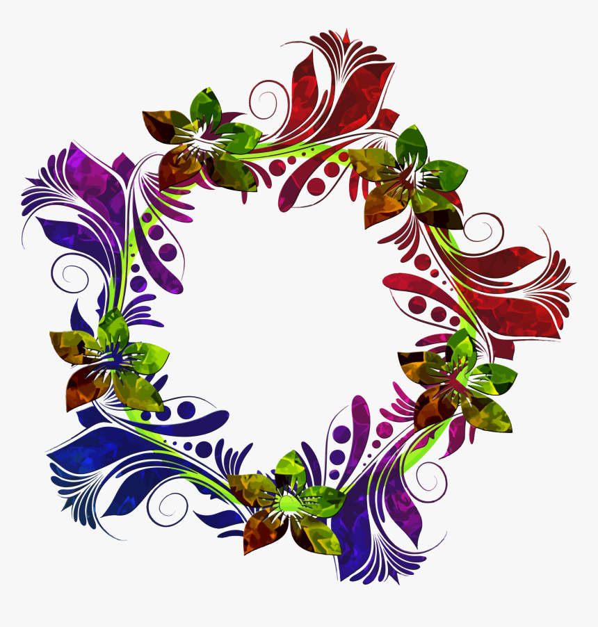 Colorful Floral Wreath Clip Arts - Birthday Card Flower Design Png, Transparent Png, Free Download