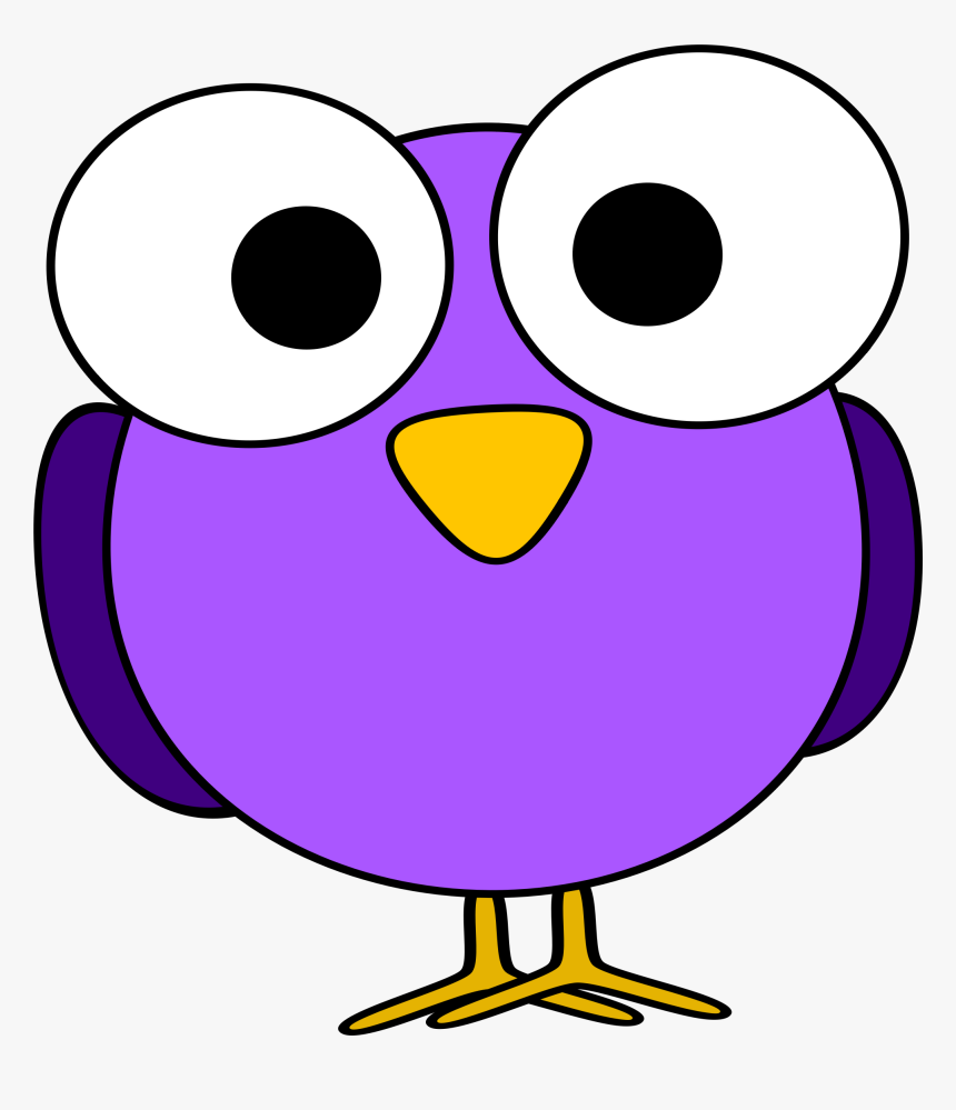 Purple Googly-eye Bird Clip Arts - Cartoon Owl Big Eyes, HD Png Download, Free Download