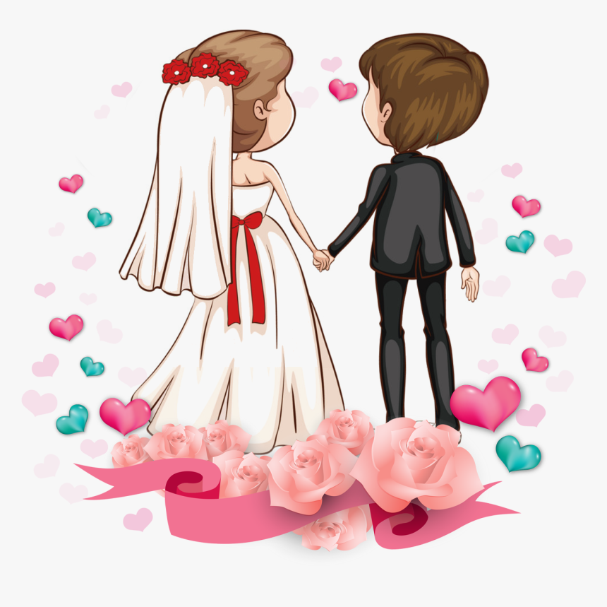 Romance Marriage Couple Love Cartoon Free Transparent - Wedding Couple Vector Png, Png Download, Free Download