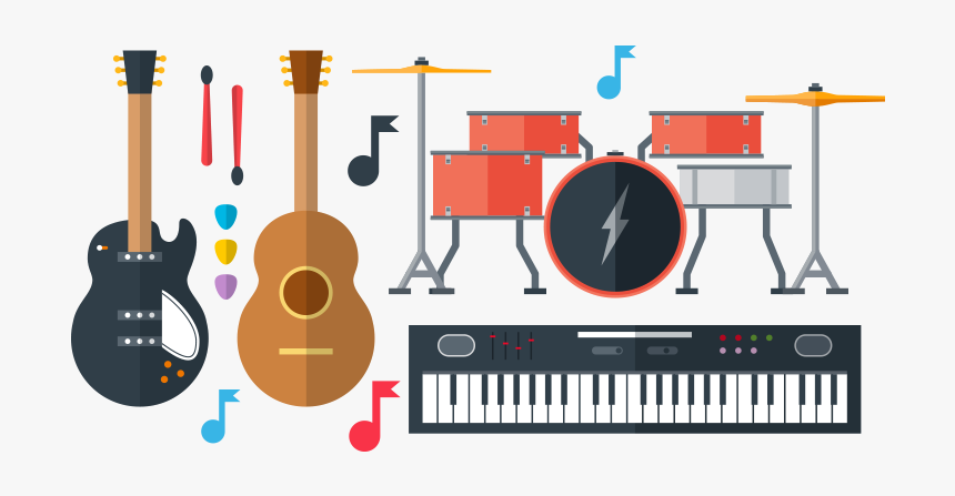 Music Instruments Vector Pack Free Png Graphic Cave - Music Clipart, Transparent Png, Free Download